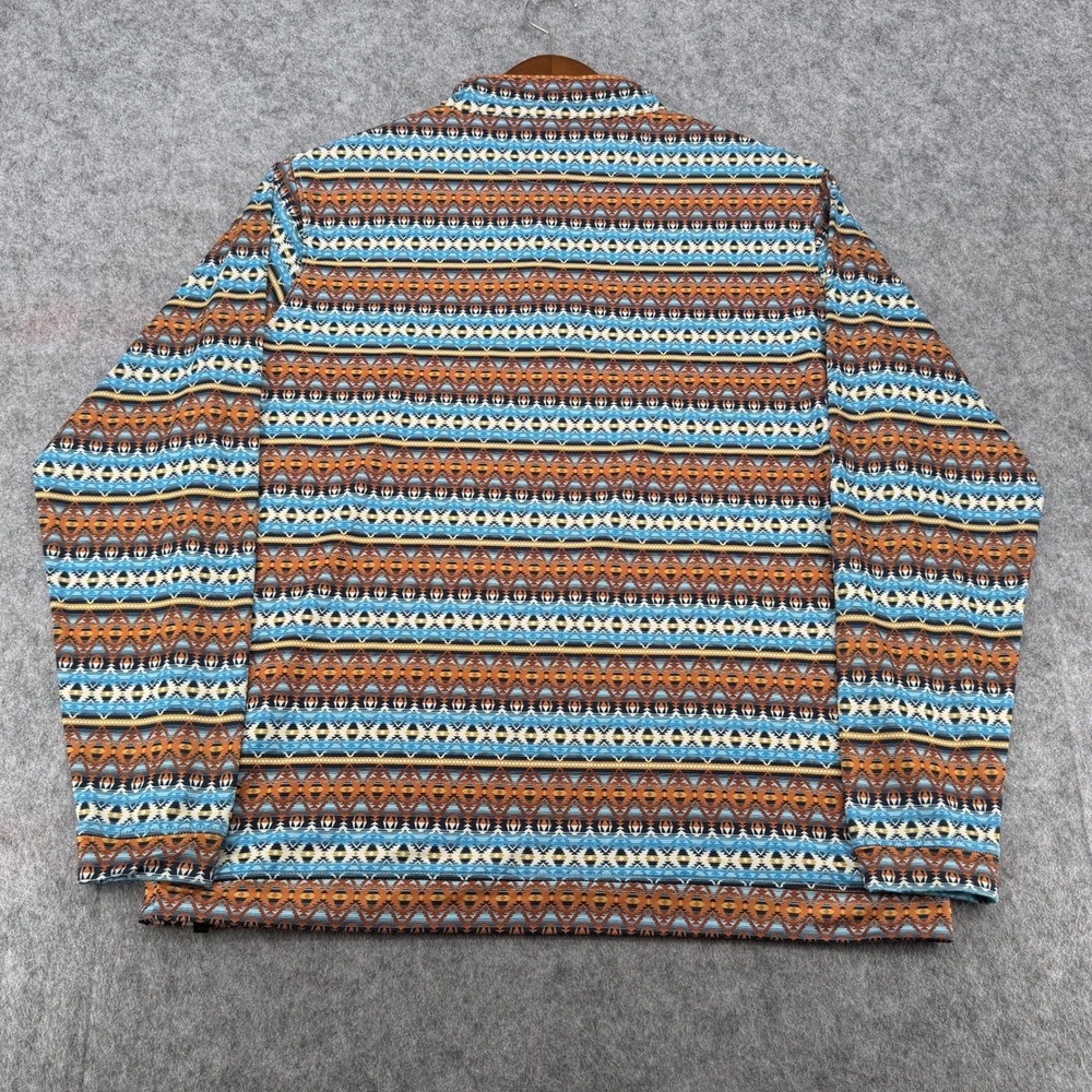 Rafter C Mens XL Southwestern Geometric Quarter Zip Pullover Blue Orange Tribal - Picture 10 of 11